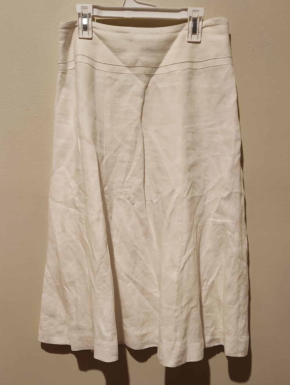 ❤️ TALBOTS VINTAGE IRISH LINEN A-LINE MIDI SKIRT IN WHITE, LATE 90's - EARLY Y2K - Picture 5 of 9